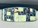 One Of The Finest Native American Navajo Green Turquoise Sterling Silver Inlay Bracelet-Nativo Arts