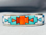 6 Inch Wrist Vintage Native American Navajo Inlay Turquoise Sterling Silver Bracelet-Nativo Arts