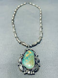 Important Will Singer Vintage Native American Navajo Green Turquoise Sterling Silver Necklace-Nativo Arts