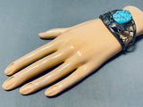 Ellen Cadman Vintage Native American Navajo Morenci Turquoise Sterling Silver Bracelet-Nativo Arts
