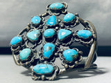 Artist Bill Signed Huge Vintage Native American Navajo Turquoise Sterling Silver Bracelet-Nativo Arts