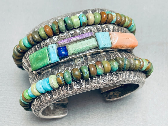 237 Grams! 6' Wrist Vintage Navajho Green Turquoise Sterling Silver Bracelet-Nativo Arts