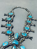 Old Deposit Turquoise Vintage Native American Navajo Sterling Silver Squahs Blossom Necklace-Nativo Arts
