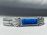 Thick Silver Vintage Native American Navajo Sterling Lapis Bracelet Cuff-Nativo Arts