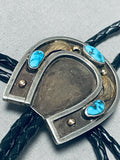 Astonishing Vintage Native American Navajo Morenci Turquoise Sterling Silver Bolo-Nativo Arts