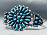 Rare Vintage Native American Zuni Teardrop Cluster Turquoise Sterling Silver Bracelet-Nativo Arts