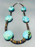 Rare Rounded Turquoise Vintage Native American Navajo Heishi Sterling Silver Necklace-Nativo Arts