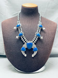 130 Grams Vintage Southwest Lapis Sterling Silver Squash Blossom Necklace-Nativo Arts