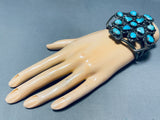 Artist Bill Signed Huge Vintage Native American Navajo Turquoise Sterling Silver Bracelet-Nativo Arts