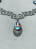 Quality!! Vintage Native American Navajo Mikey Tahe Turquoise Sterling Silver Necklace-Nativo Arts