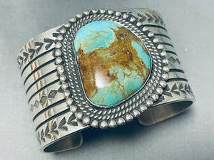 Immense 115 Gram Native American Navajo Royston Turquoise Sterling Silver Bracelet-Nativo Arts