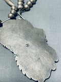 Native American Rare Vintage Santo Domingo Signed Pilot Mountain Turquoise Silver Necklace-Nativo Arts