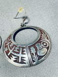 Traditional Vintage Native American Hopi Sterling Silver Earrings-Nativo Arts