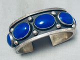 Circles Of Lapis Native American Navajo Sterling Silver Bracelet Cuff Heavy-Nativo Arts