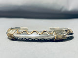 Heavy Hand Tooled Gold And Sterling Silver Vintage Native American Navajo Bracelet-Nativo Arts