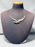 Most Unique Vintage Native American Navajo Onyx Gold Sterling Silver Necklace-Nativo Arts