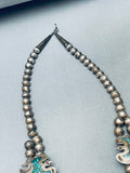 Sturdy 162 Gram Vintage Native American Navajo Turquoise Sterling Silver Squash Blossom Necklace-Nativo Arts