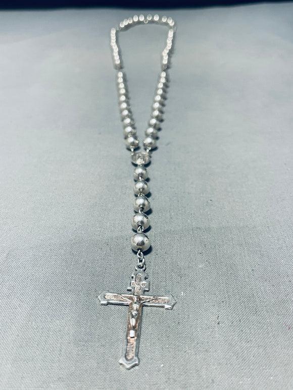 One Of The Most Incredible Vintage Native American Navajo Sterling Silver Rosary Necklace-Nativo Arts