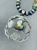 Signed Native American Navajo Royston Turquoise Sterling Silver Cross Necklace-Nativo Arts