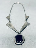 Dropdead Gorgeous Vintage Native American Navajo Onyx Sterling Silver Necklace-Nativo Arts