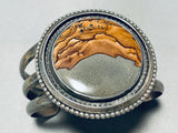 Desert Scene Vintage Native American Navajo Agate Sterling Silver Bracelet Cuff Old-Nativo Arts