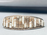 Marshmellow Agate Vintage Native American Navajo Inlay Sterling Silver Bracelet Cuff-Nativo Arts