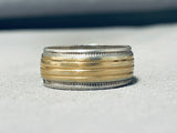 Amazing Vintage Native American Navajo Sterling Silver & 14k Gold Ring Signed V.hicks-Nativo Arts