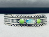 Opulent Opal!! Vintage Native American Navajo Gaspeite Sterling Silver Bracelet-Nativo Arts