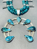 Majestic Native American Navajo Signed Turquoise Coral Sterling Silver Squash Necklace-Nativo Arts