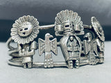 One Of The Most Unique Vintage Kachina Sterling Silver Bracelet Cuff-Nativo Arts