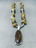 Rare Native American Navajo Royston Turquoise Fire Opal Sterling Silver Necklace-Nativo Arts