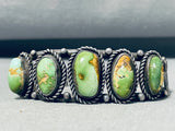Impressive Vintage Native American Navajo 5 Damale Turquoise Sterling Silver Bracelet-Nativo Arts