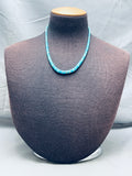 One Of The Best Vintage Native American Navajo Turquoise Heishi Sterling Silver Necklace Old-Nativo Arts