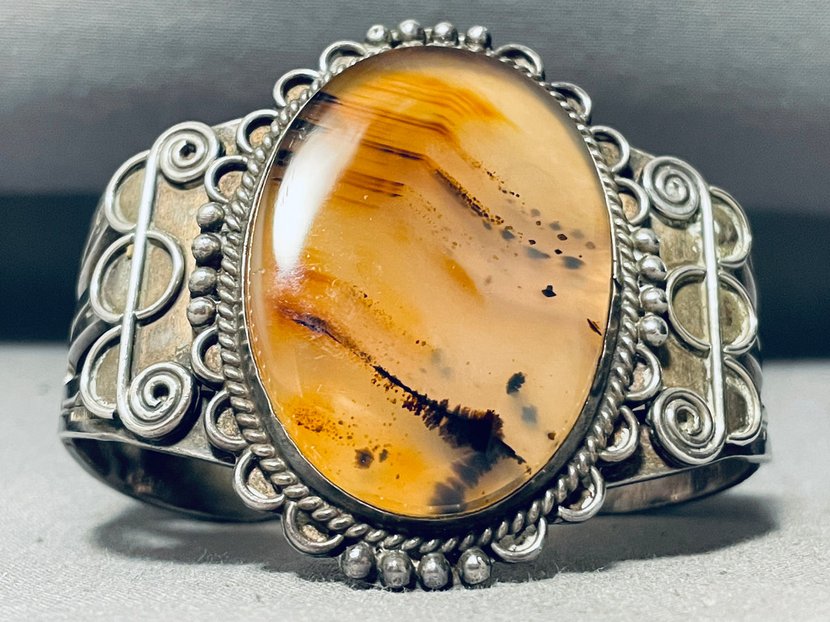Rare Translucent Petrified Wood Vintage Native American Navajo Sterlin ...