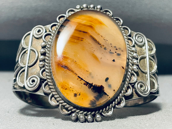 Rare Translucent Petrified Wood Vintage Native American Navajo Sterling Silver Bracelet-Nativo Arts