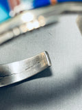 6.5 Inch Wrist Larry Martinez Vintage Native American Navajo Turquoise Sterling Silver Bracelet-Nativo Arts