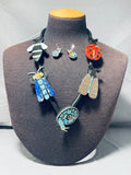 Native American Fab Important Santo Domingo Bug Inlay Sterling Silver Necklace-Nativo Arts