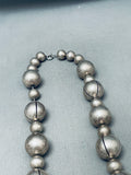 Hand Tooled Vintage Native American Navajo Sterling Silver Balls Necklace Old-Nativo Arts