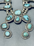 Gasp! Vintage Native American Navajo Dry Creek Turquoise Sterling Silver Squash Blossom Necklace-Nativo Arts
