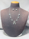 Snake Eyes Turquoise Vintage Native American Zuni Sterling Silver Necklace Earrings Set-Nativo Arts