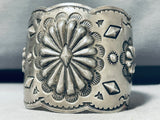 Eye-catching Hand Tooled Vintage Native American Navajo Sterling Silver Wide Bracelet-Nativo Arts