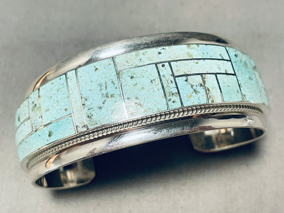 6.5 Inch Wrist Sky Blue Turquoise Inlay Sterling Silver Bracelet-Nativo Arts