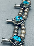 Fab Vintage Native American Navajo Turquoise Sterling Silver Squash Blossom Necklace Old-Nativo Arts