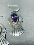 Luminous Vintage Native American Navajo Sterling Silver Amethyst Pendant Earrings-Nativo Arts