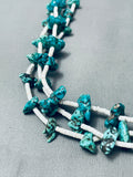 Rare Vintage Native American Navajo Graduating Turquoise Nugget Sterling Silver Necklace Old-Nativo Arts