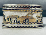 100 Grams Native American Navajo Hogan Gold Sterling Silver Wide Bracelet Cuff-Nativo Arts