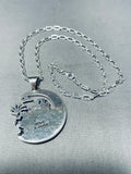 Rare Native American Navajo Signed Royston Turquoise Sterling Silver Kokopelli Necklace-Nativo Arts