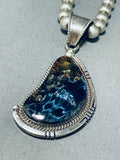 Moonlight Reflection Agate!! Vintage Native American Navajo Sterling Silver Necklace-Nativo Arts