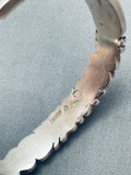 Detailed Inlay Vintage Native American Navajo Cecil Ashley Sterling Silver Bracelet-Nativo Arts
