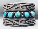 Heavy 71 Grams Vintage Native American Navajo Royston Turquoise Sterling Silver Bracelet-Nativo Arts